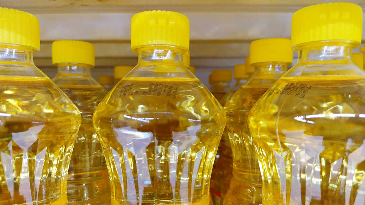 Bottles of cooking seed oils