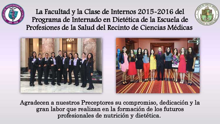 A card with images of dietetic interns