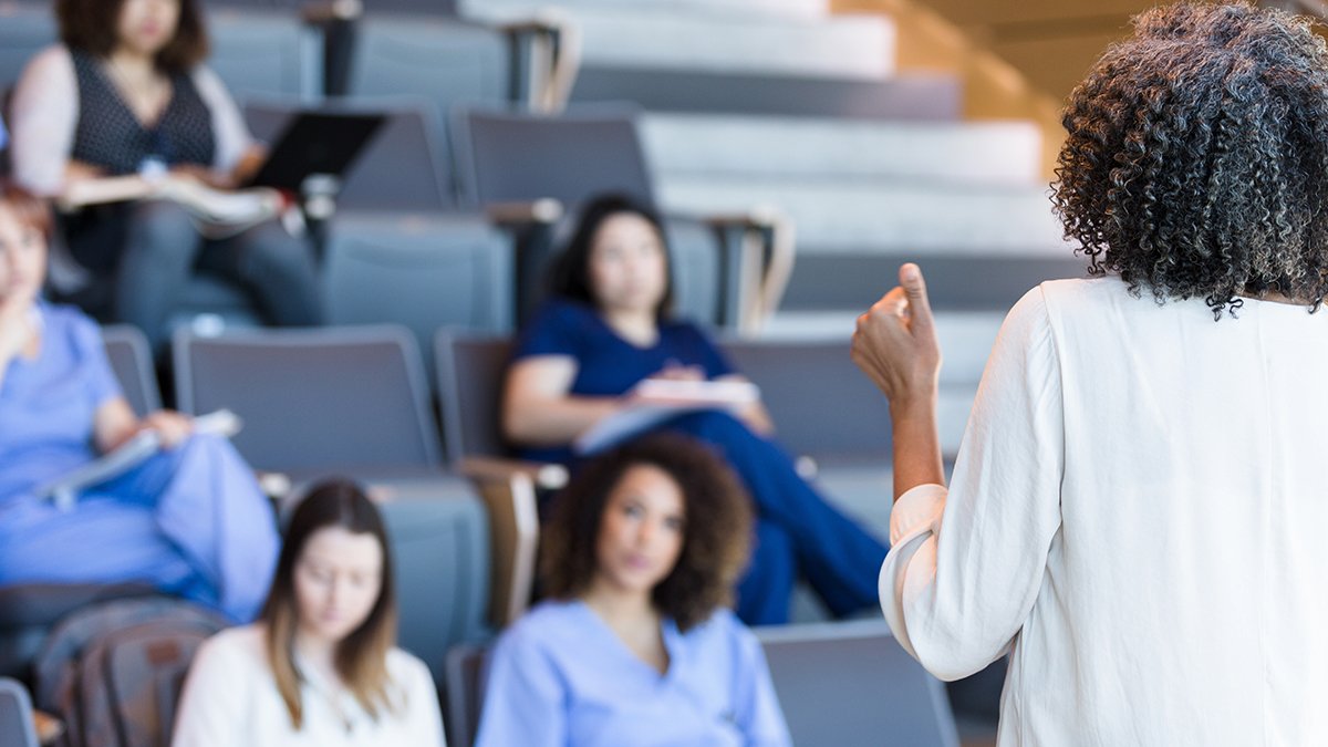 professor with medical students
