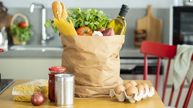 Food as Medicine bagged groceries on table