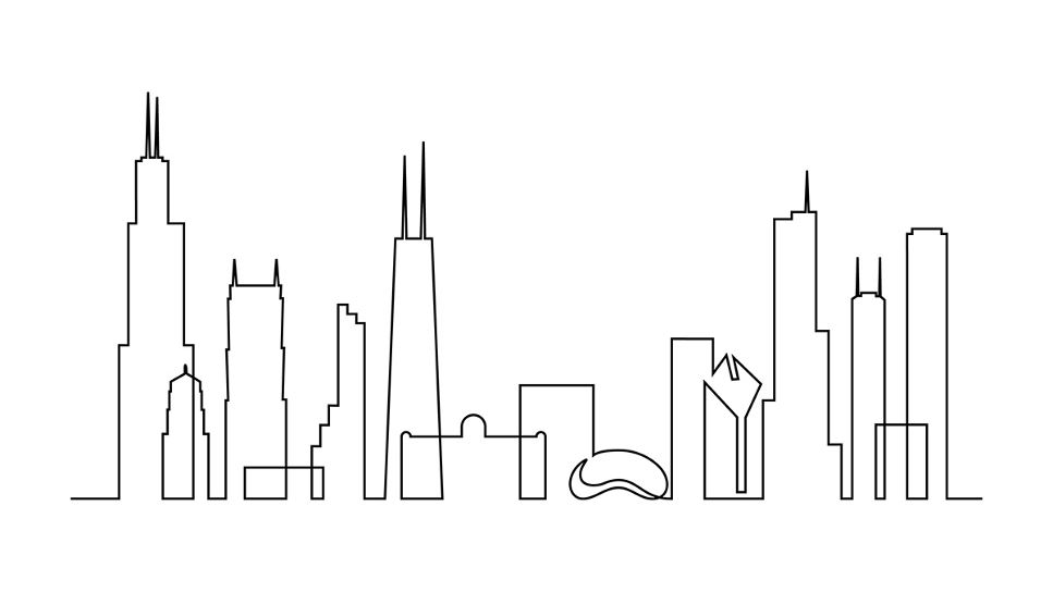 Lindrawing of Chicago skyline