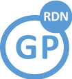 Graduate Program in Nutrition and Dietetics Logo - GP in a Circle with RDN in a smaller Circle