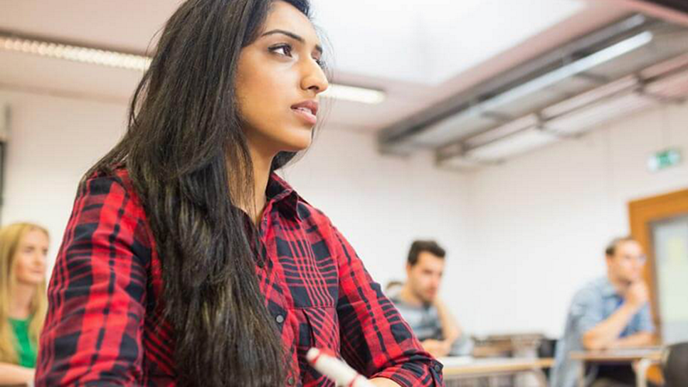 student in classroom