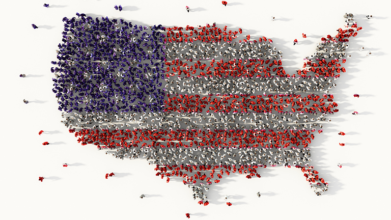 millions of individuals comprising a map of the US