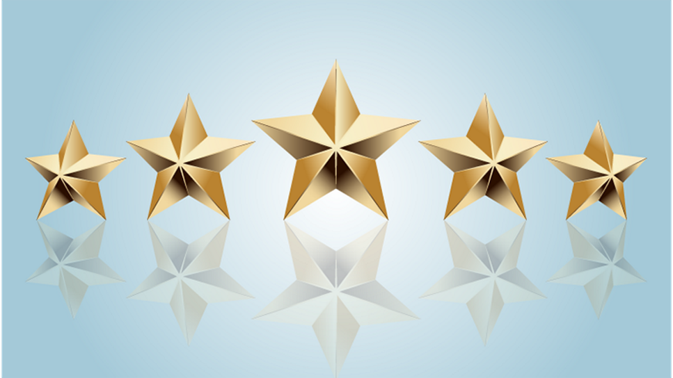 five gold stars in a row