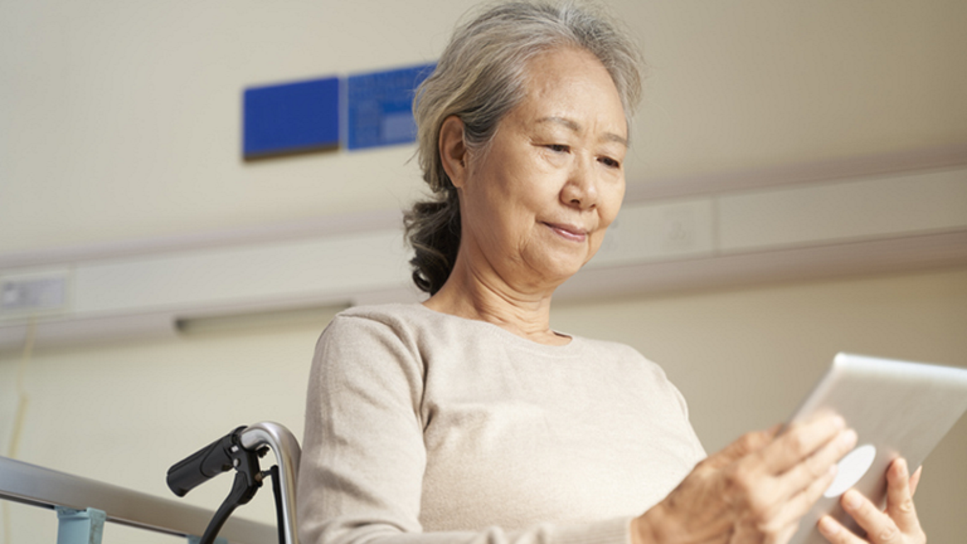 patient in wheelchair recovering