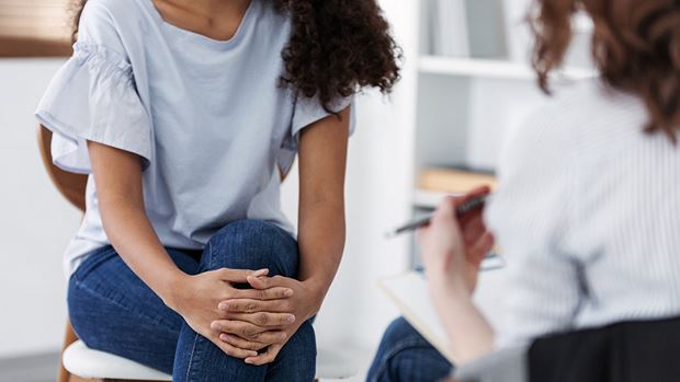 Woman with an eating disorder is getting treatment in the form of medical nutrition therapy, or MNT from a registered dietitian nutritionist, or RDN.,