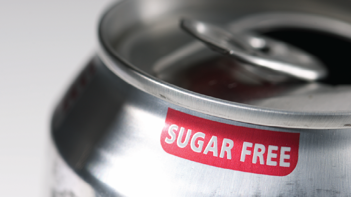 Low- and No-Calorie Sweeteners | Sugar Free Label on Aluminum Can