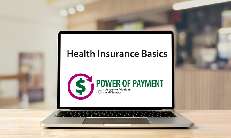 Laptop with Health Insurance Basics logo on screen