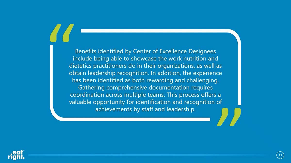 Center of Excellence in Nutrition and Dietetics Designation Program Introduction