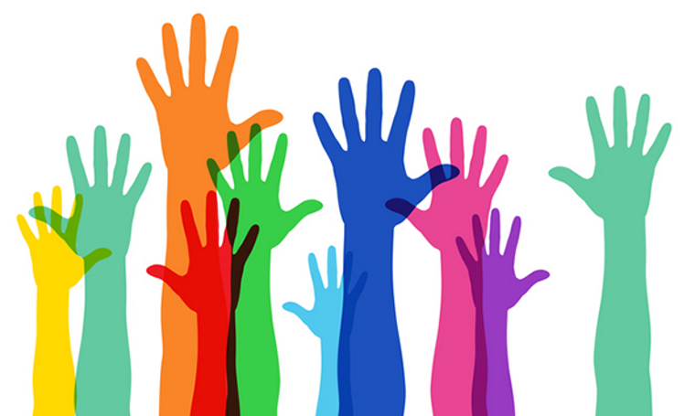 raising hands to volunteer
