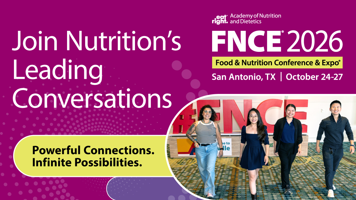 FNCE 2026: Join Nutrition's Leading Conversations | Four People Walking toward the camera in front of FNCE sign