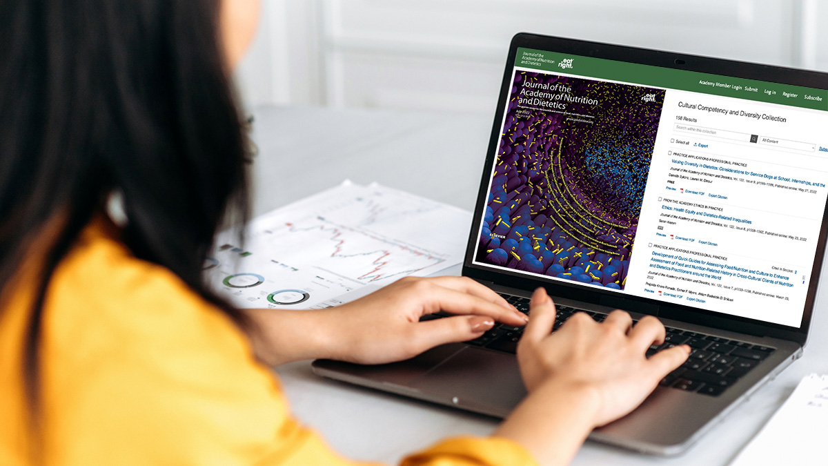 Woman on laptop looking at the Journal collection