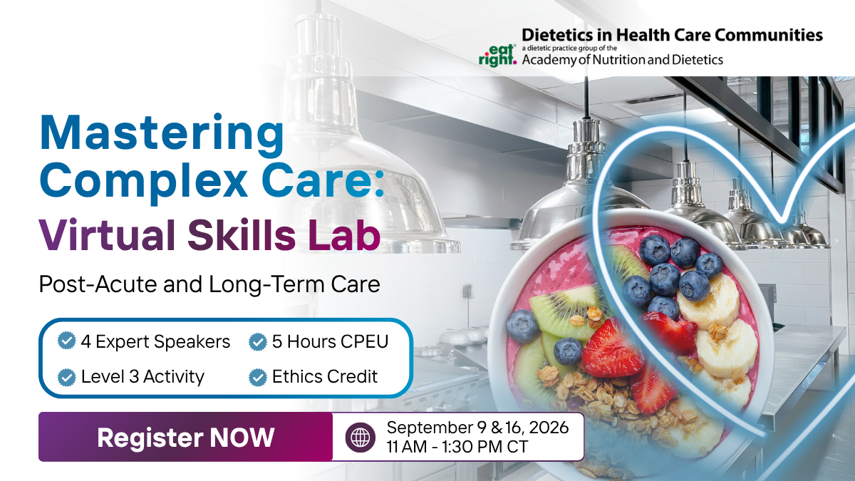 DHCC. Mastering Complex Care: Virtual Skills Lab. Post-Acute and Long-Term Care. 4 Expert Speakers. 5 Hours CPEU. Level 3 Activity. Ethics Credit. September 9 & 16, 2026. 11 AM - 1:30 PM CT. Register NOW