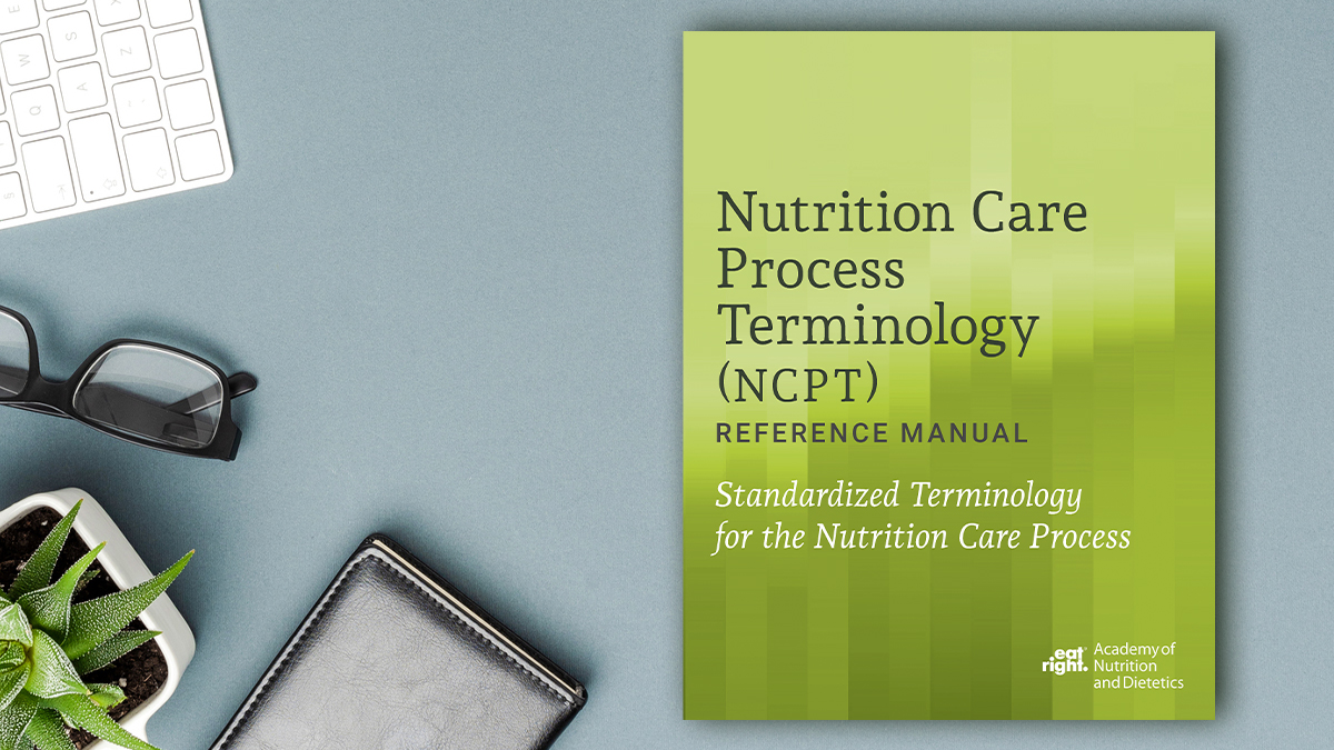A copy of Nutrition Process Terminology (NCPT) Reference Manual on a table.